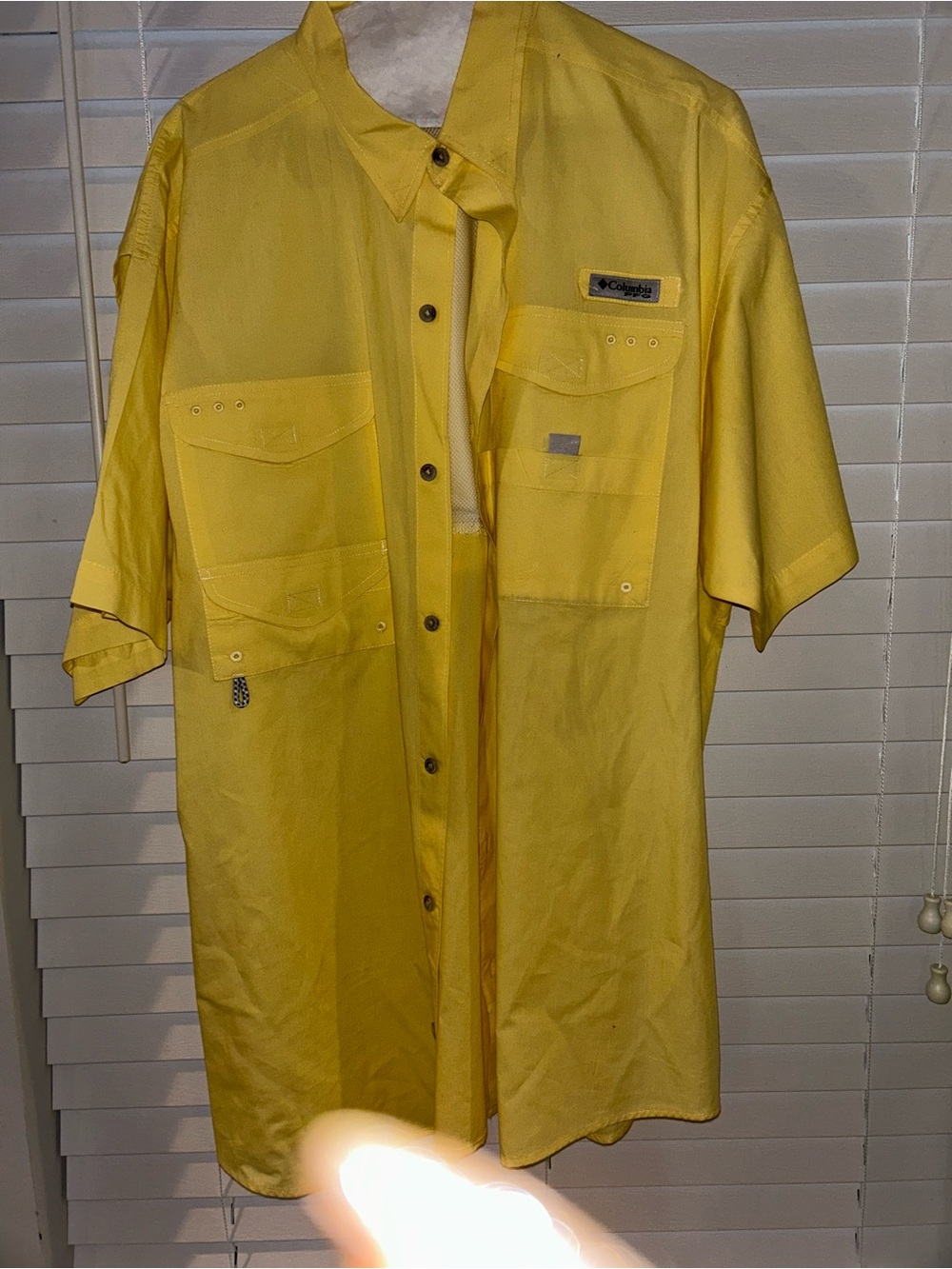 Columbia Men’s Yellow Short-Sleeve Tech Fishing Shirt